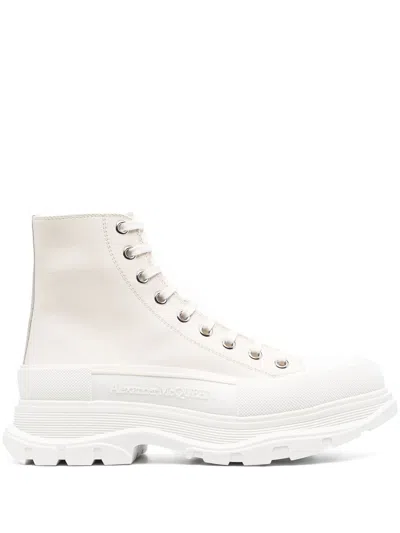 Alexander Mcqueen Sand Leather Tread Slick Sneakers In 7701