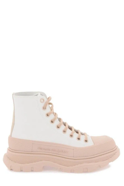 Alexander Mcqueen Tread Slick Ankle Boots In White