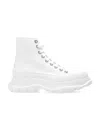 Alexander Mcqueen Tread Slick Canvas And Rubber Exaggerated-sole Ankle Boots In White