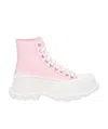Alexander Mcqueen 45mm Tread Slick Leather Combat Boots In Pink