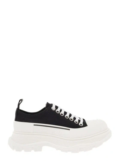 ALEXANDER MCQUEEN ALEXANDER MCQUEEN TREAD SLICK BLACK COTTON SNEAKERS