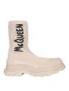 Alexander Mcqueen Alexander Mc Queen Graffiti Tread Slick Boots In Beige