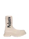 Alexander Mcqueen Alexander Mc Queen Graffiti Tread Slick Boots In Beige