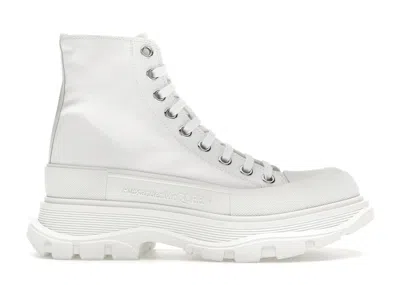 Pre-owned Alexander Mcqueen Tread Slick Boot Canvas (women's) Sneakers In White