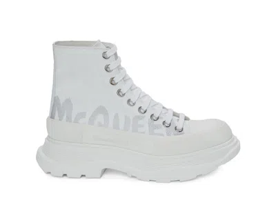 Pre-owned Alexander Mcqueen Tread Slick Boot Graffiti (women's) Sneakers In White/silver In Multi