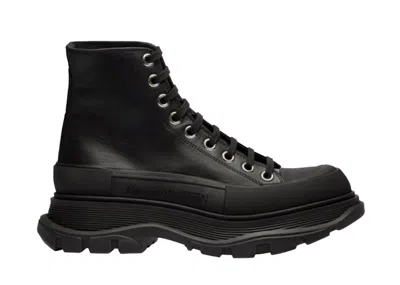 Pre-owned Alexander Mcqueen Tread Slick Boot Leather (women's) Sneakers In Black