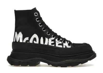 Pre-owned Alexander Mcqueen Tread Slick Boot Polyfaille Graffiti (women's) Sneakers In Black/white In Multi