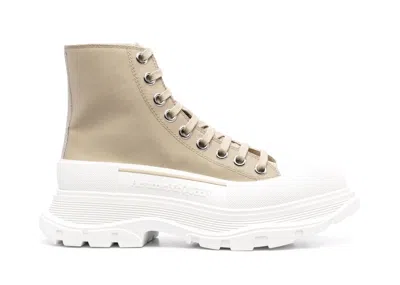 Pre-owned Alexander Mcqueen Tread Slick Boot (women's) Sneakers In Beige/white