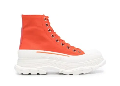 Pre-owned Alexander Mcqueen Tread Slick Boot (women's) Sneakers In Burnt Orange/white