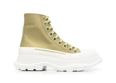 Pre-owned Alexander Mcqueen Tread Slick Boot (women's) Sneakers In Khaki/white