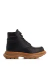 Alexander Mcqueen Lace-up Leather Ankle Boots In Black