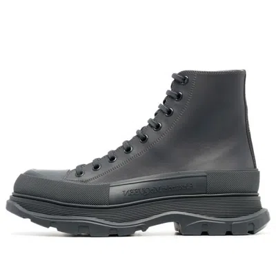 Alexander Mcqueen Tread Slick Boots 'leather Anthracite Grey' In Gray