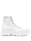Alexander Mcqueen Tread Slick Canvas And Rubber Exaggerated-sole Ankle Boots In Weiss