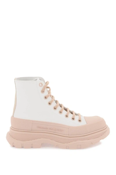 Alexander Mcqueen Tread Slick Boots In White,pink