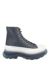 Alexander Mcqueen Tread Slick Boots Woman Ankle Boots Blue Size 5.5 Calfskin In Blue
