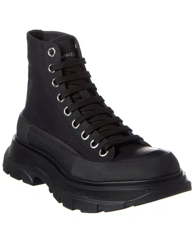 Alexander Mcqueen Tread Slick Canvas Boot In Black