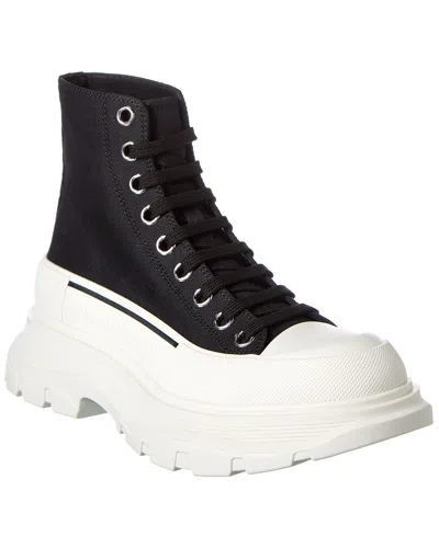 Alexander Mcqueen Black Canvas Tread Slick Sneakers