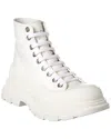 Alexander Mcqueen Tread Slick Canvas And Rubber Exaggerated-sole Ankle Boots In White