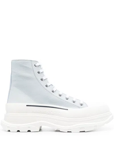 Alexander Mcqueen Tread Chunky-sole Lace-up Boots In Blue