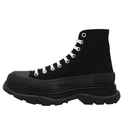 ALEXANDER MCQUEEN ALEXANDER MCQUEEN TREAD SLICK CANVAS HIGH TOP SNEAKERS 'BLACK WHITE'
