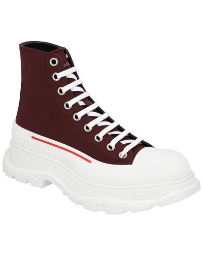Alexander Mcqueen Tread Slick Canvas High-top Sneaker In Burgundy