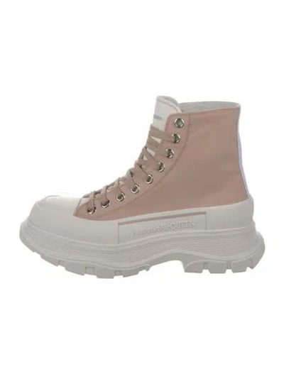 Pre-owned Alexander Mcqueen Tread Slick Canvas Lace-up Boots In Multi