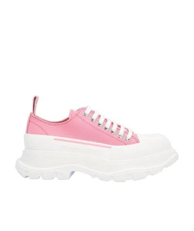 Alexander Mcqueen Dark Pink Leather Tread Slick Sneakers