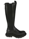 Alexander Mcqueen Tread Slick Leather Mid-calf Boots In Black