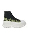 Alexander Mcqueen Tread Slick Ankle Boots In Calf Leather In Black