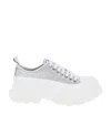 Alexander Mcqueen Tread Slick Glitter Low-top Sneakers In White