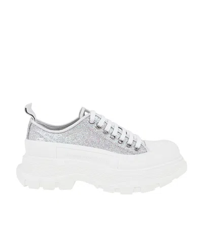 Alexander Mcqueen Tread Slick Glitter Low-top Sneakers In White