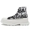 Alexander Mcqueen Tread Slick Mcqueen Graffiti Boots In White In White