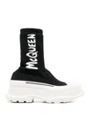 Alexander Mcqueen Tread Slick Graffiti Pull-on Boot Sneakers In Black