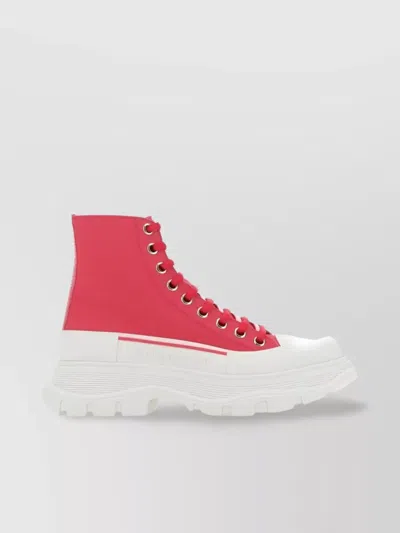 Alexander Mcqueen Tread Slick High-top Sneakers In Burgundy
