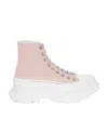 Alexander Mcqueen 45mm Tread Slick Leather Combat Boots In Pink