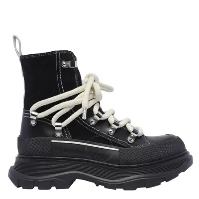 Alexander Mcqueen 50mm Lace-up Ankle Boots In Black