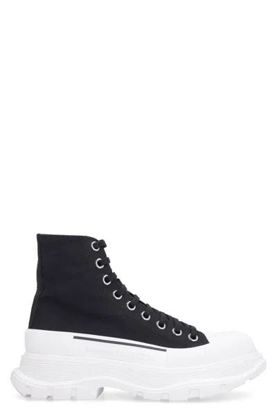 Alexander Mcqueen Tread Slick Lace-up Ankle Boots In Black