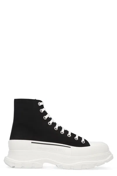 Alexander Mcqueen Baskets Tread Slick En Toile De Coton In Black