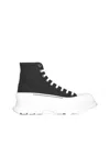 Alexander Mcqueen Alexander Mc Queen Black Canvas Tread Slick Boots In Black/white