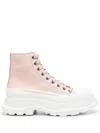 Alexander Mcqueen Tread Slick Lace-up Ankle Boots In Pink