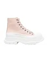 Alexander Mcqueen 45mm Tread Slick Leather Combat Boots In Pink