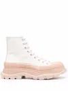 Alexander Mcqueen 45mm Tread Slick Leather Combat Boots In White