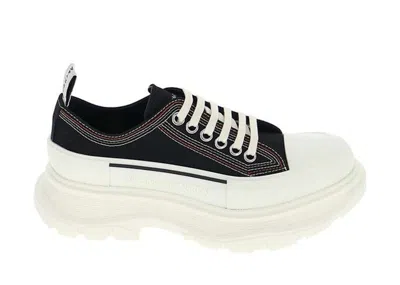 Pre-owned Alexander Mcqueen Tread Slick Lace Up Boot Denim (women's) Sneakers In Black/white