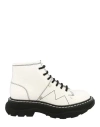 Alexander Mcqueen Tread Lace-up Leather Boots In Ivory