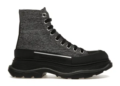 Pre-owned Alexander Mcqueen Tread Slick Lace Up Boot (women's) Sneakers In Black/silver