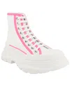 Alexander Mcqueen Tread Slick Lace-up Boots Woman Ankle Boots Multicolored Size 8 Cotton In White