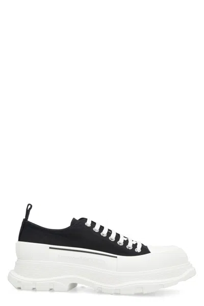 Alexander Mcqueen Tread Slick Exaggerated-sole Canvas Sneakers In Black