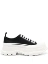 Alexander Mcqueen Black Canvas Tread Slick Sneakers In Multi