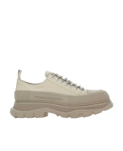 Alexander Mcqueen Sand Canvas Tread Slick Sneakers In Beige