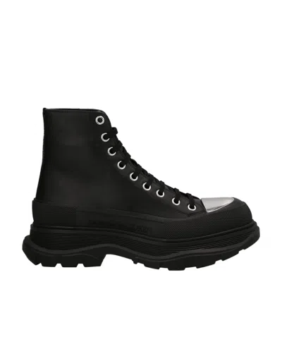 Alexander Mcqueen Tread Slick Lace-up Boots In Black